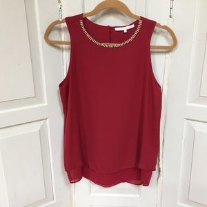 Violet + Claire Red Sleeveless Top w/ Rhinestones